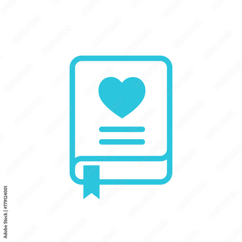 Book. Love story. Isolated on white background. From blue icon set. Book. Love story. Isolated on white background. From blue icon set.