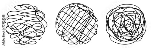 A set of confusing thoughts. Vector. Doodle. Black.