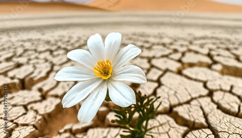 beautiful white flower growing in barren land