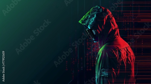 Silhouette of a person with digital background. Data security concept