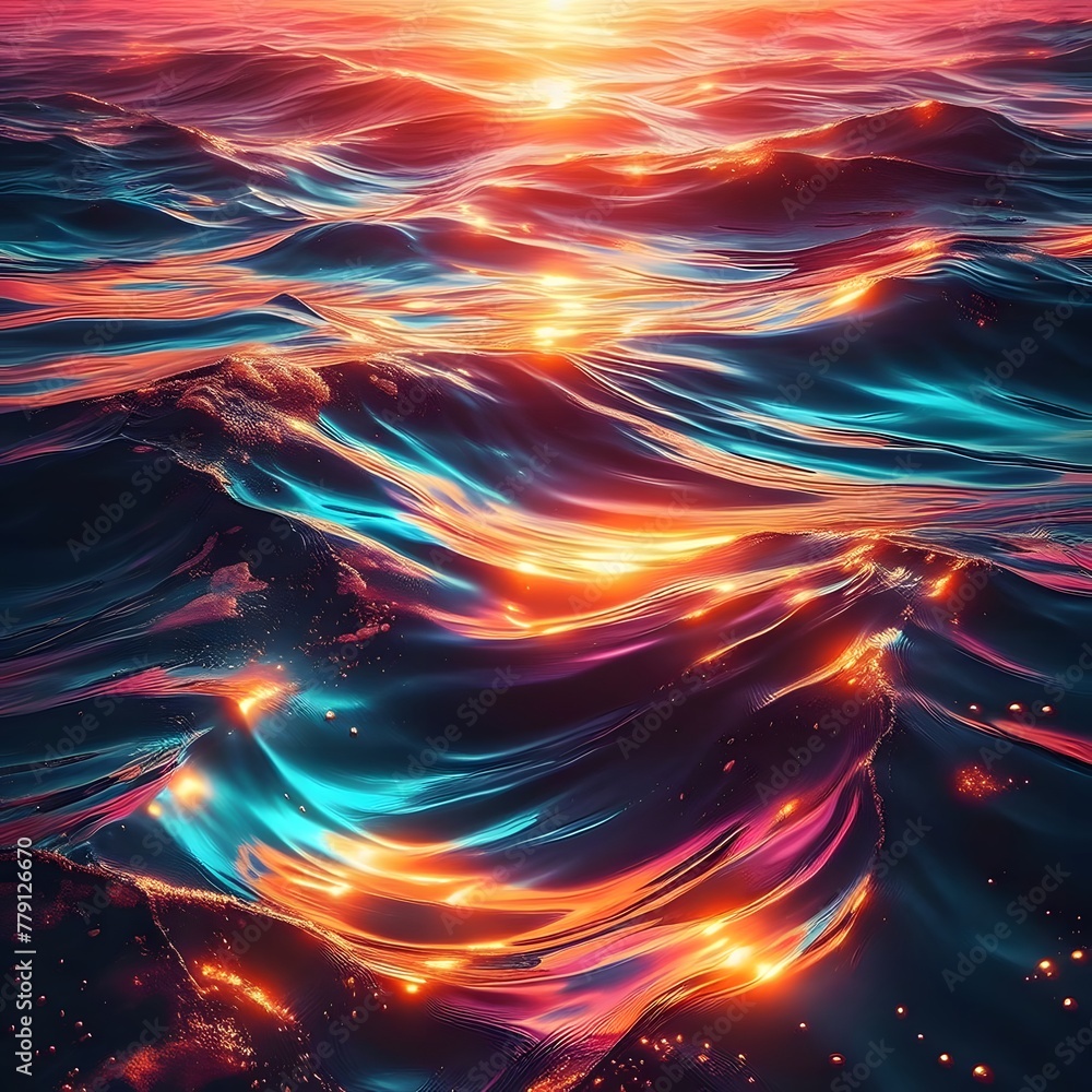 Reflections of colors produced by the light of the sunset on the sea water Reflections of colors produced by the light of the sunset on the sea water