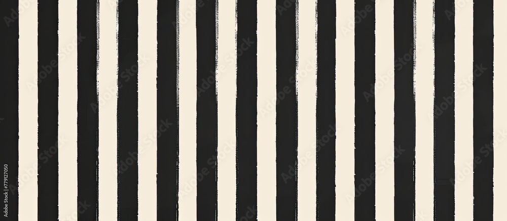 A symmetrical pattern of parallel black and white stripes on a white background, resembling a seamless design often seen in buildings or composite materials - obrazy, fototapety, plakaty 