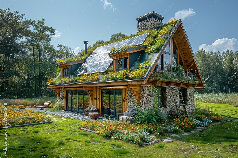 A small eco-friendly cozy house immersed in greenery. A charming sanctuary nestled amidst lush greenery, where nature embraces this eco-friendly haven. A small eco-friendly cozy house immersed in greenery. A charming sanctuary nestled amidst lush greenery, where nature embraces this eco-friendly haven.