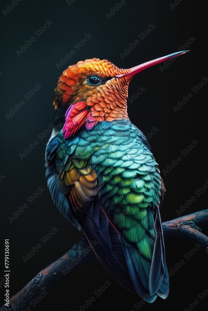 Fototapeta premium Brightly colored bird perched on a tree branch, suitable for nature and wildlife themes
