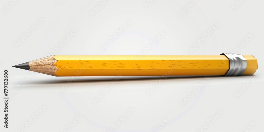 Close-up of a yellow pencil with a black tip on a plain white background. Ideal for educational or office concepts Close-up of a yellow pencil with a black tip on a plain white background. Ideal for educational or office concepts