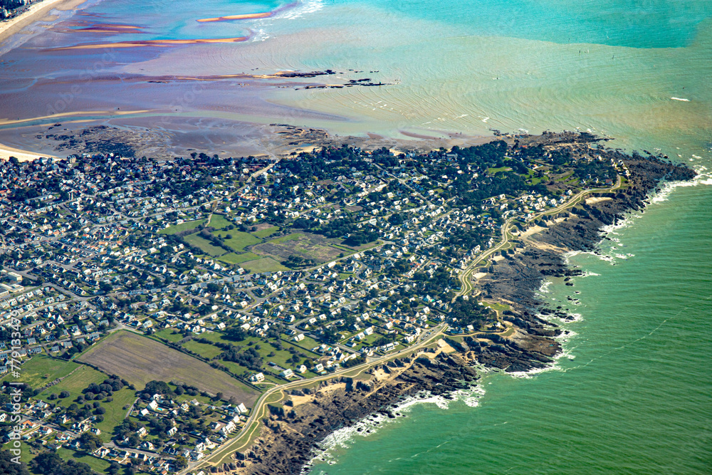 Fototapeta premium La Baule and Pornichet in atlantic ocean french coast from sky