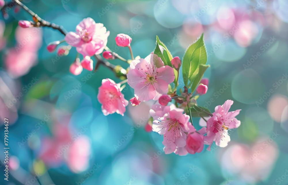 A close up view of a pink flower on a tree. Suitable for nature and botanical themes A close up view of a pink flower on a tree. Suitable for nature and botanical themes