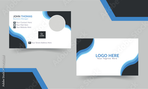 modern business card design with logo and creative visiting card  modern luxury elegant abstract print template. landscape orientation vertical layout. Vector simple Business Card 
