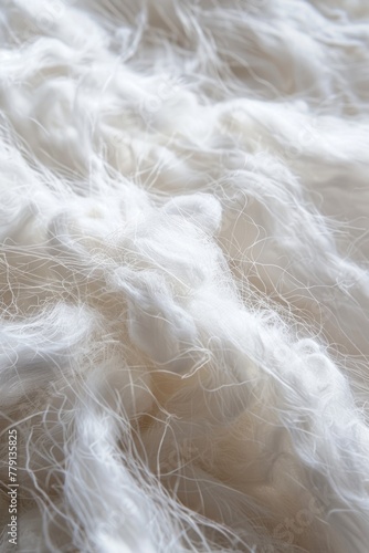 Close up of a pile of white wool, ideal for textile backgrounds