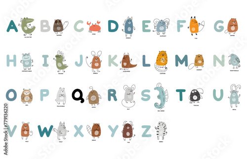 alphabet zoo  vector illustration set photo
