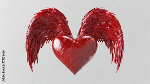 A red heart with wings on a white background. Perfect for Valentine's Day designs