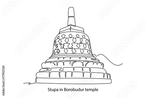 Historical building of stupa in Borobudur temple, ancient pharaoh tombs in the world. Famous old historical buildings, Wonder of the world, great antiquity architecture monuments, vector 3d illustrati