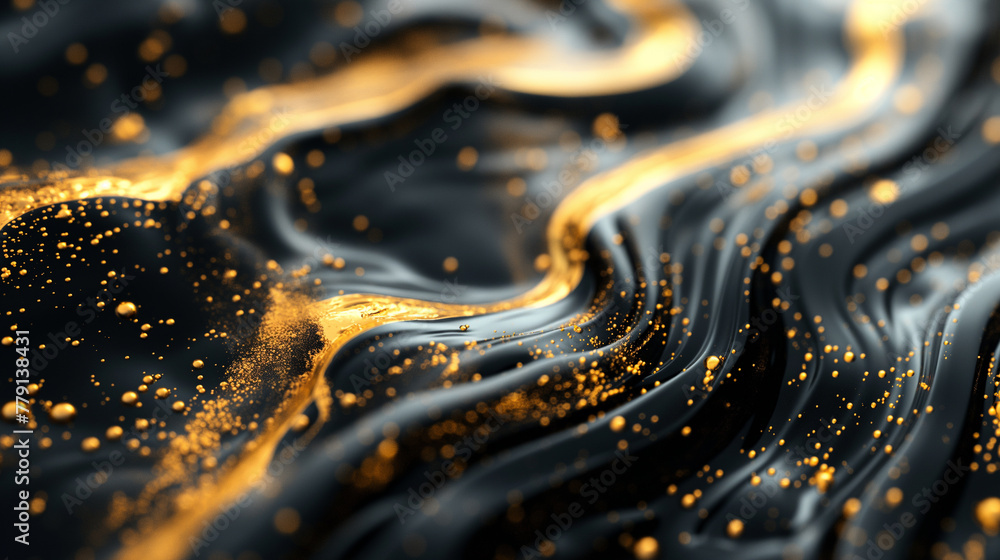An amazing liquid background made from dripping golden and black liquids blending together An amazing liquid background made from dripping golden and black liquids blending together