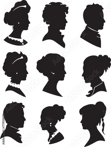 Female and Male cameo silhouettes on white background