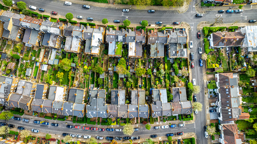 Aerial view of houses in Chiswick, a leafy London suburb with a village feel