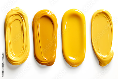 Collection set of Dijon mustard smears isolated on white background