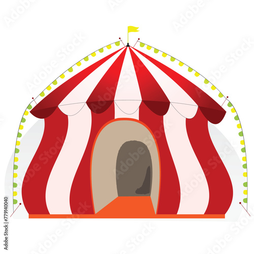 Artistic circus tent with big entrance and wreath