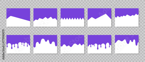 Set of abstract design separator header and border for website and app. Divider shapes top and bottom for web page. Different borders for website, banner, app, poster, background