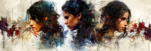 Trio of Women in Watercolor Fusion photo