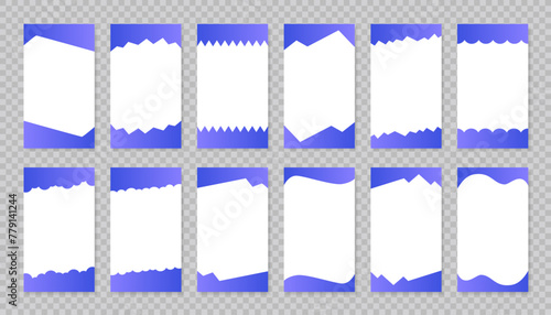 Set of template divider shapes separator header and border for website and app. Top and bottom of divider shapes for web page. Different borders for website, banner, app, poster, background