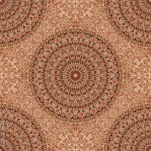 Bohemian mandala garden pattern art - oriental floral abstract vector background