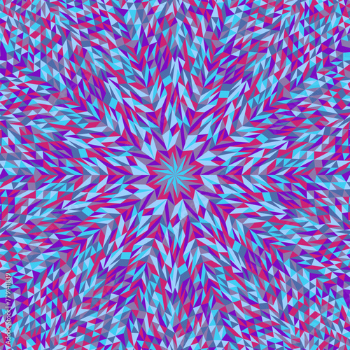 Colorful tile triangle mosaic background design - abstract hypnotic circular polygonal psychedelic vector illustration