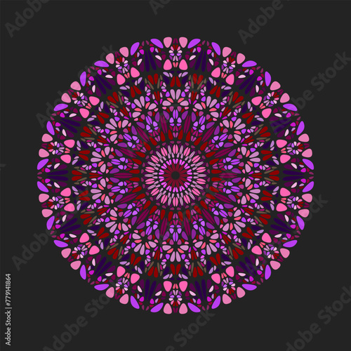 Geometrical circular colorful gravel ornament mandala art - abstract ornamental vector graphic