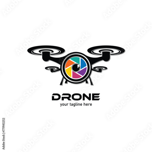 Combat Drone logo illustration vector template