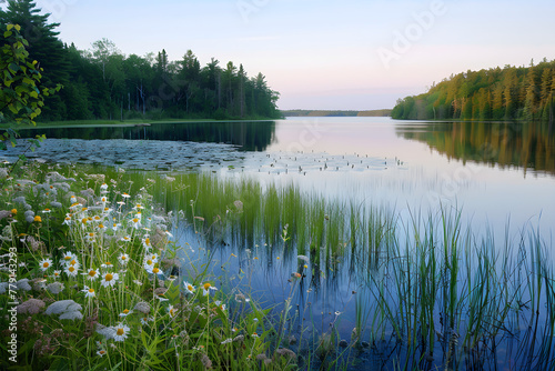The Tranquility and Unspoiled Beauty of Minnesota's Lakes Surrounded by Nature photo