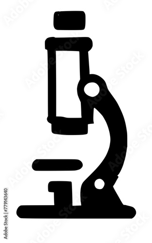 Microscope Icon Representing Scientific Inquiry and Microbiological Research in a Simplified Black and White Design