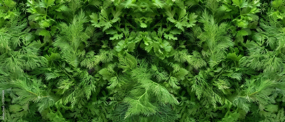   A tight shot of numerous green plants, with an abundant cluster of leafy greens occupying the image's center