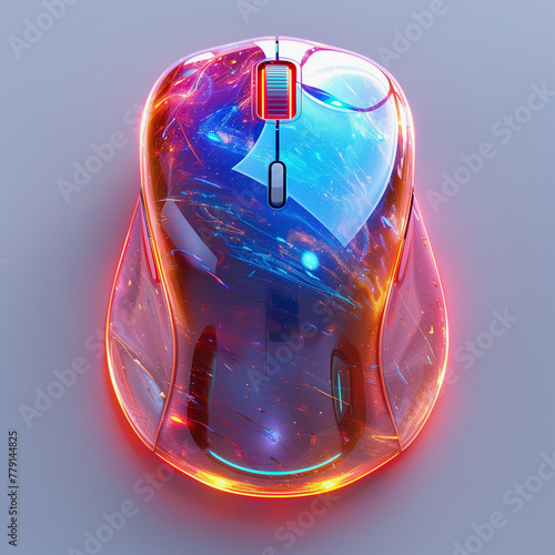 a glass computer mouse with a colorful gradient photo