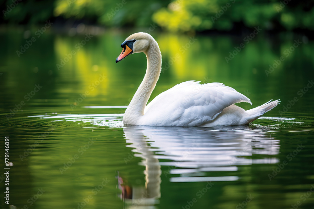 Fototapeta premium swan on lake.