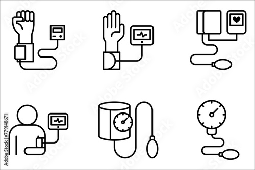 Blood pressure icon set vector sign and symbol isolated on white background