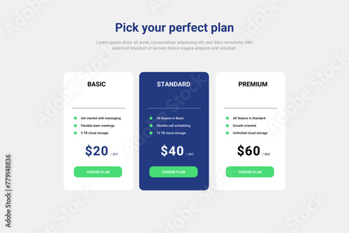 Blue Pricing or data table UI design