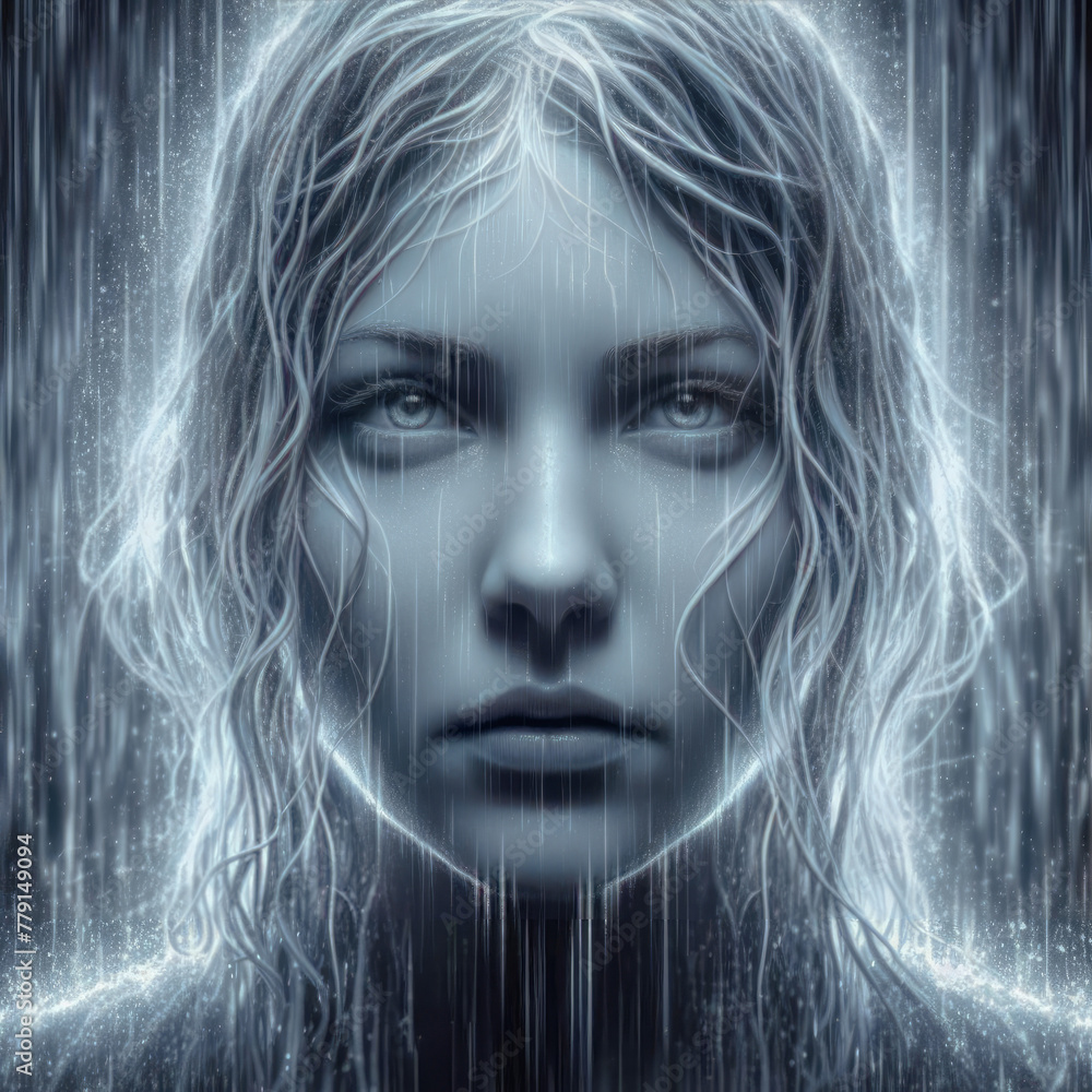 Frightened girl in the rain Frightened girl in the rain