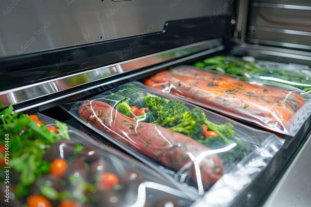 a vacuum sealer, preserving food in airtight bags, effectively extending the shelf life of perishable goods a vacuum sealer, preserving food in airtight bags, effectively extending the shelf life of perishable goods