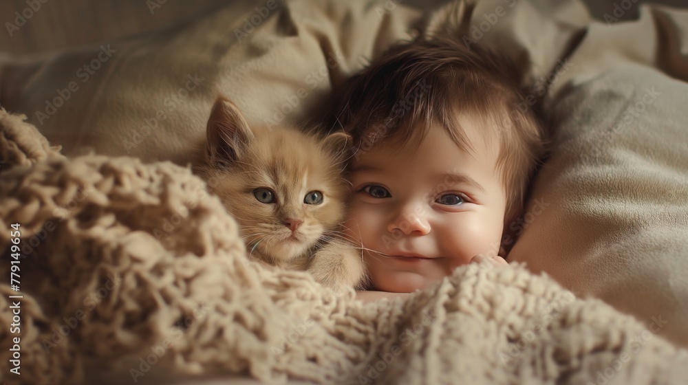 little child with a cat little child with a cat