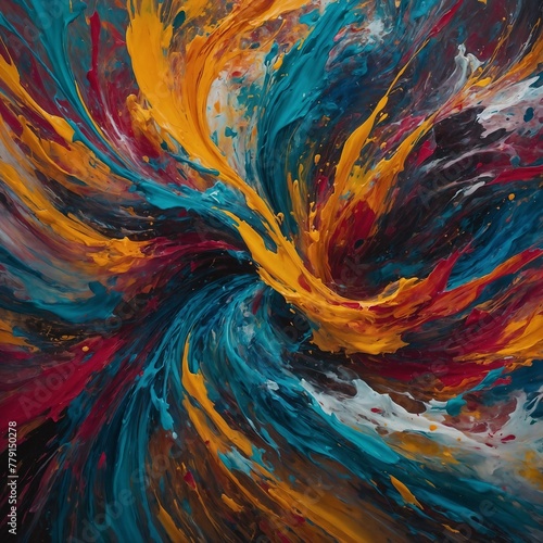 abstract colorful painting where colors colliding with each other creating a masterpiece