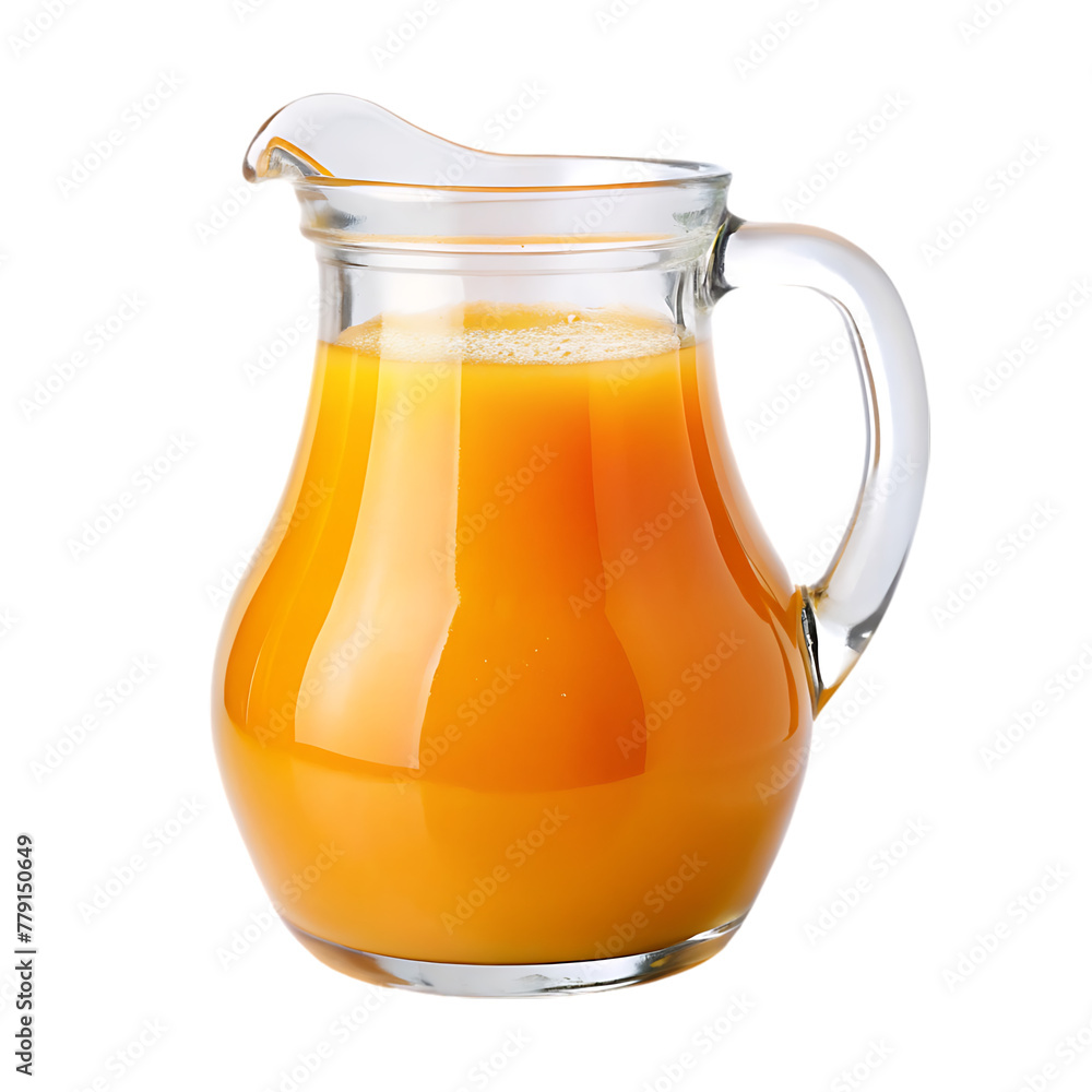 glass and pitcher with orange juice on transparent background glass and pitcher with orange juice on transparent background