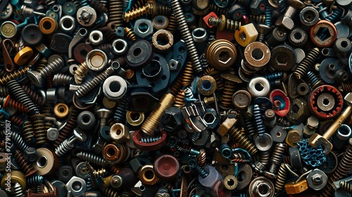 Screws, washers, and springs—a jumble of essential hardware parts.