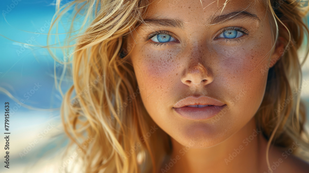 supermodel on the beach created with Generative AI technology supermodel on the beach created with Generative AI technology