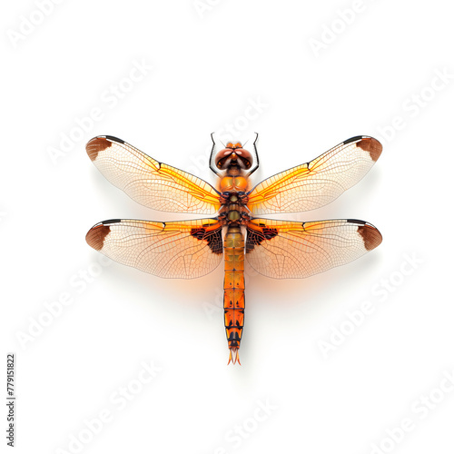 Dragonfly Perched on White Surface. Generative AI