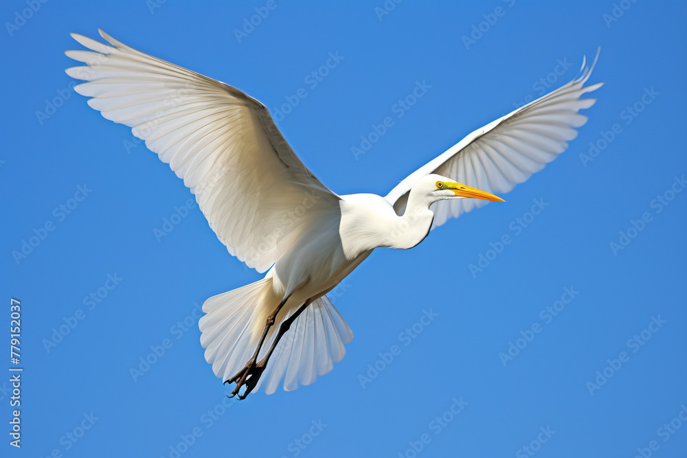Fototapeta premium white heron in flight.