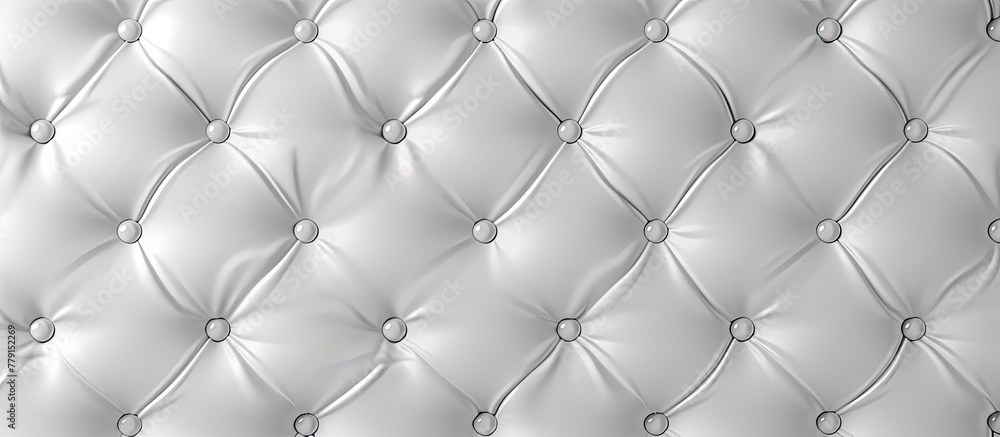Close up of a creamy tufted leather wall with buttons resembling a terrestrial plants thorns, surrounded by wire fencing creating a monochrome pattern Close up of a creamy tufted leather wall with buttons resembling a terrestrial plants thorns, surrounded by wire fencing creating a monochrome pattern