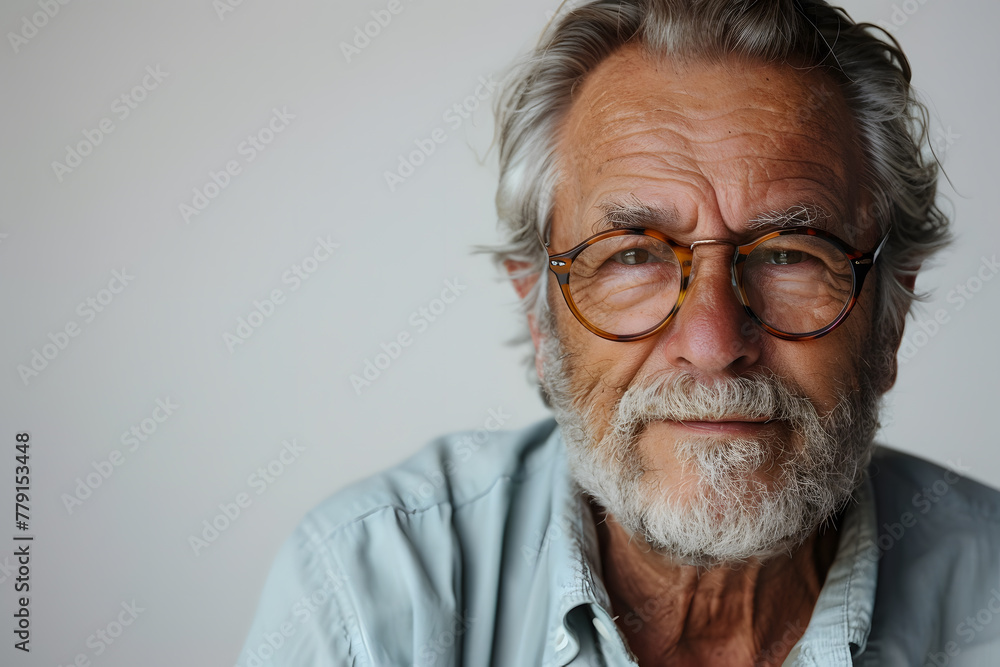 Closeup photo portrait of old man isolated on white background Closeup photo portrait of old man isolated on white background
