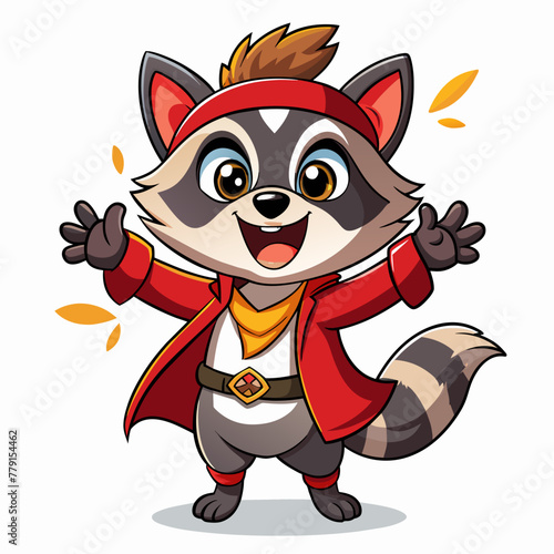 a-cute-friendly-pirate-raccoon-in-a-bandana-and-a © VarotChondra