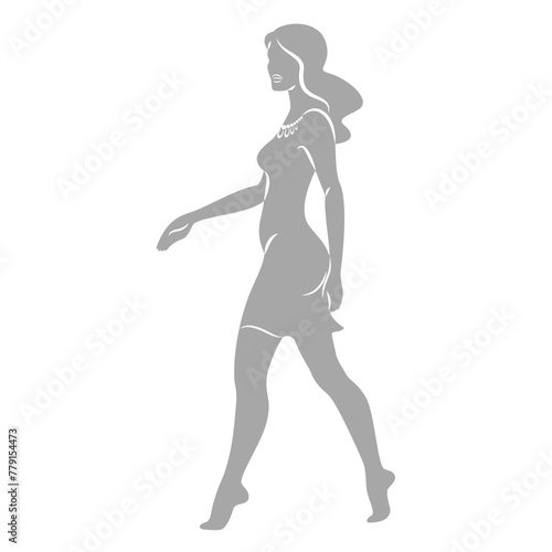Silhouette of a woman in style. The girl is slender and beautiful. Lady is suitable for aesthetic decor  posters  stickers  logo. Vector illustration.