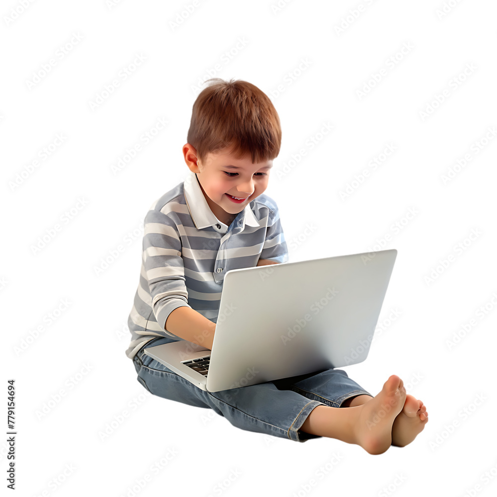 portrait of a cute little kid using laptop computer portrait of a cute little kid using laptop computer