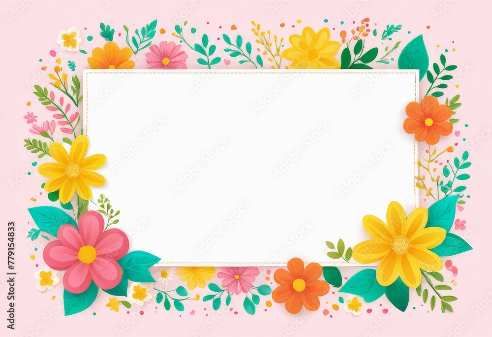 Festive Illustrated template with flowers, space for text and a light background